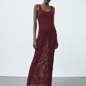 Adrienna Crochet Maxi Dress - Burgundy