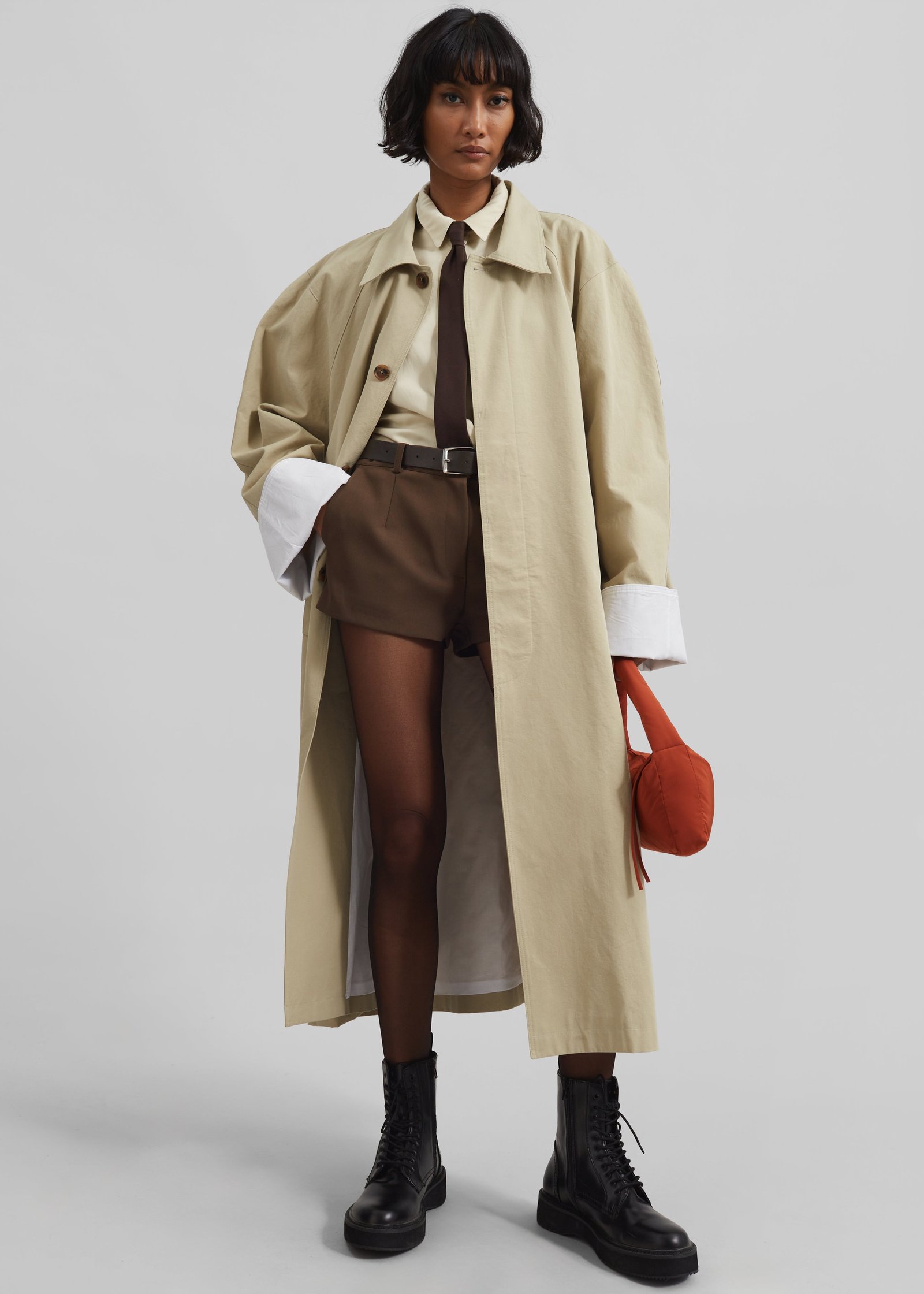 Arlise Oversized Trench Coat - Beige - Image 4