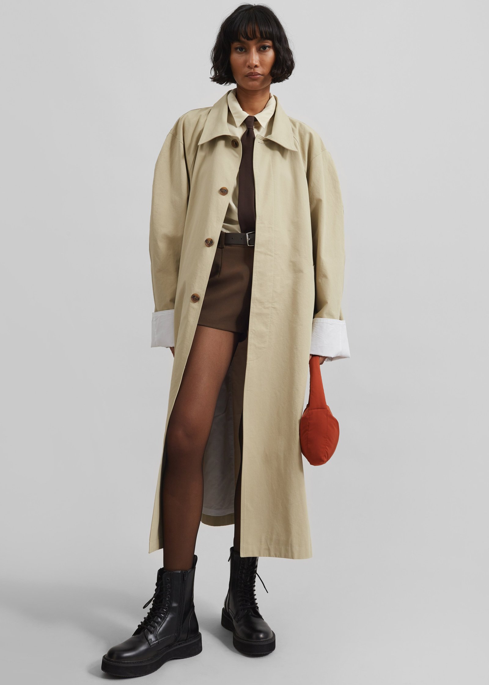 Arlise Oversized Trench Coat - Beige - Image 3
