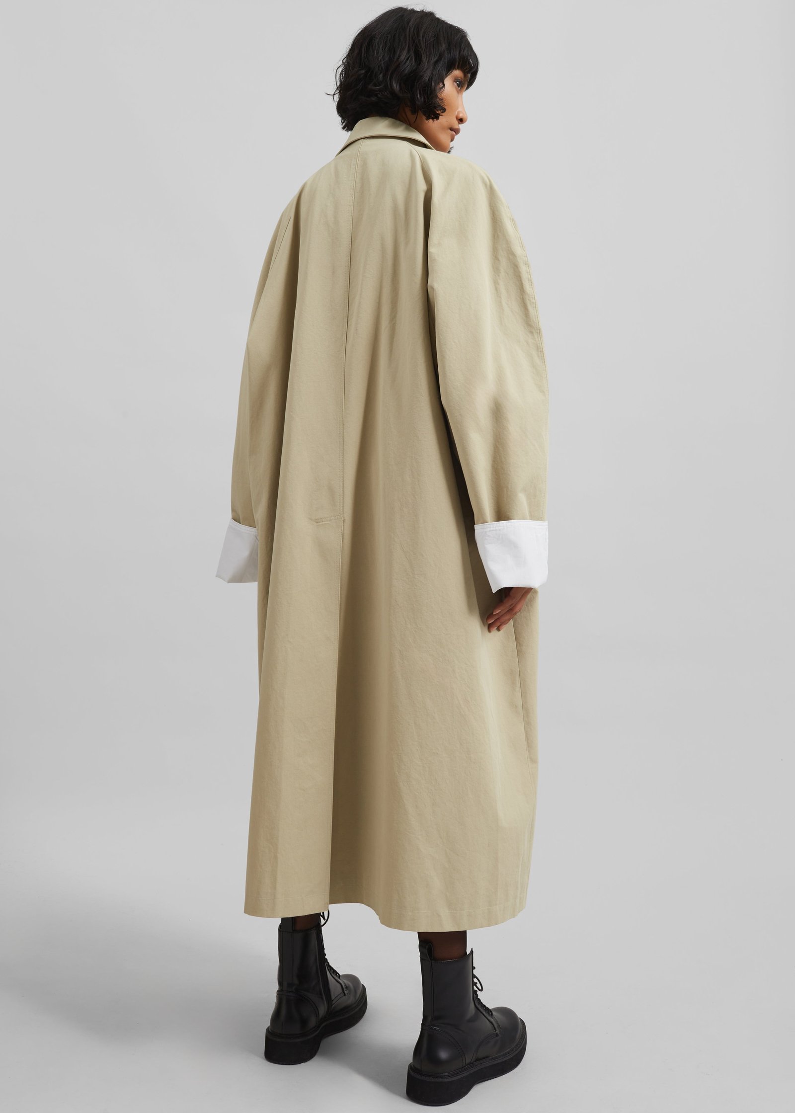 Arlise Oversized Trench Coat - Beige - Image 5