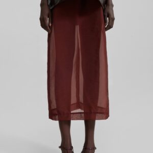 Calliope Semi Sheer Midi Skirt - Burgundy
