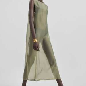 Corindi Sheer Organza Dress - Olive