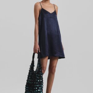 Elma Satin Mini Dress - Navy