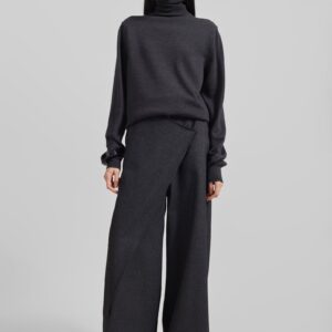 Eve Thin Turtleneck Sweater - Dark Grey Melange