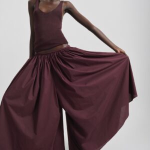 Gaeta Wide Corded Waistband Culottes - Burgundy