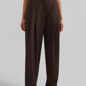Gelso Pleated Twill Trousers - Brown