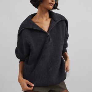 Hazel Oversized Wool Jumper - Dark Grey