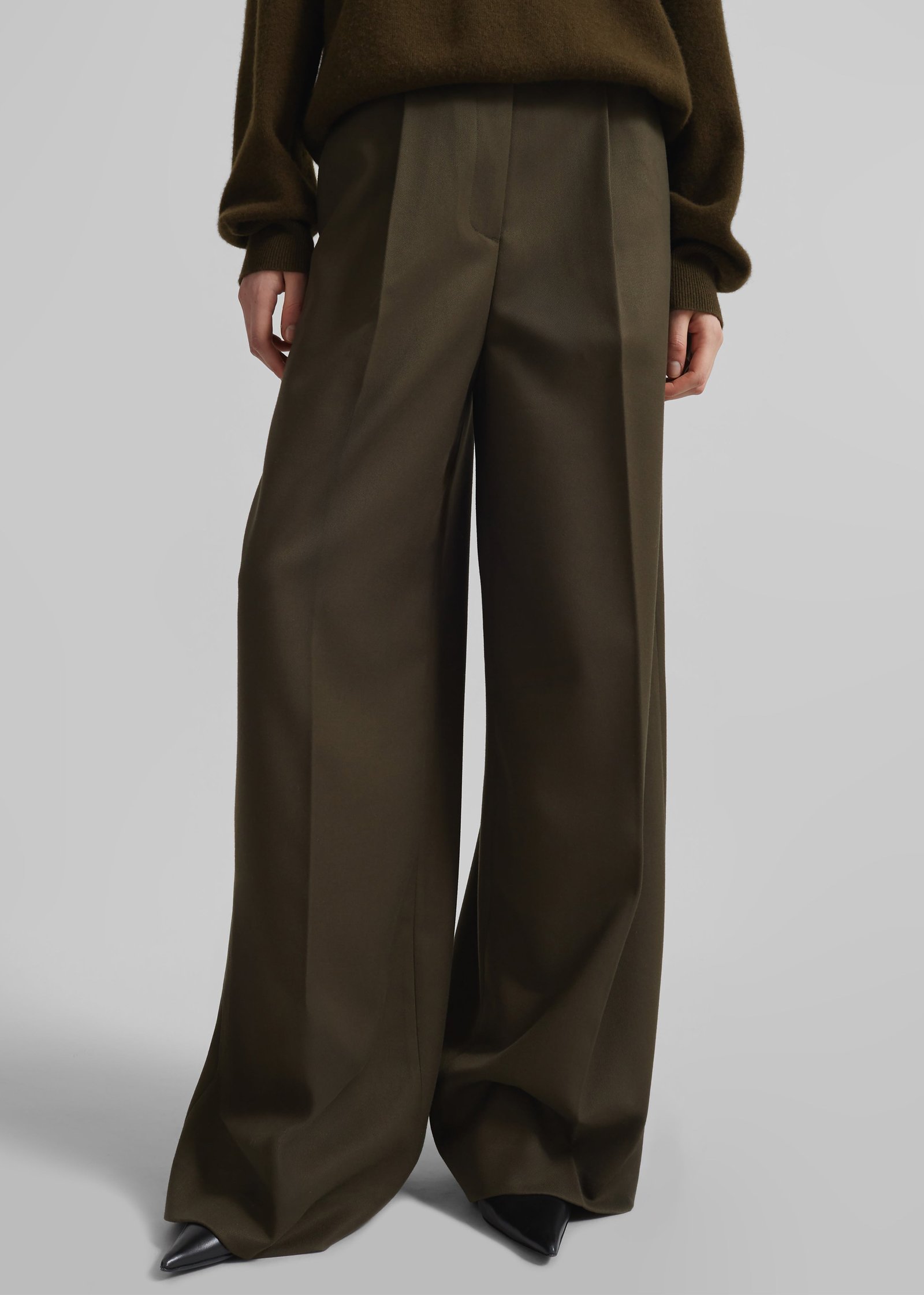 Kamila Wide Leg Trousers - Khaki - Image 2