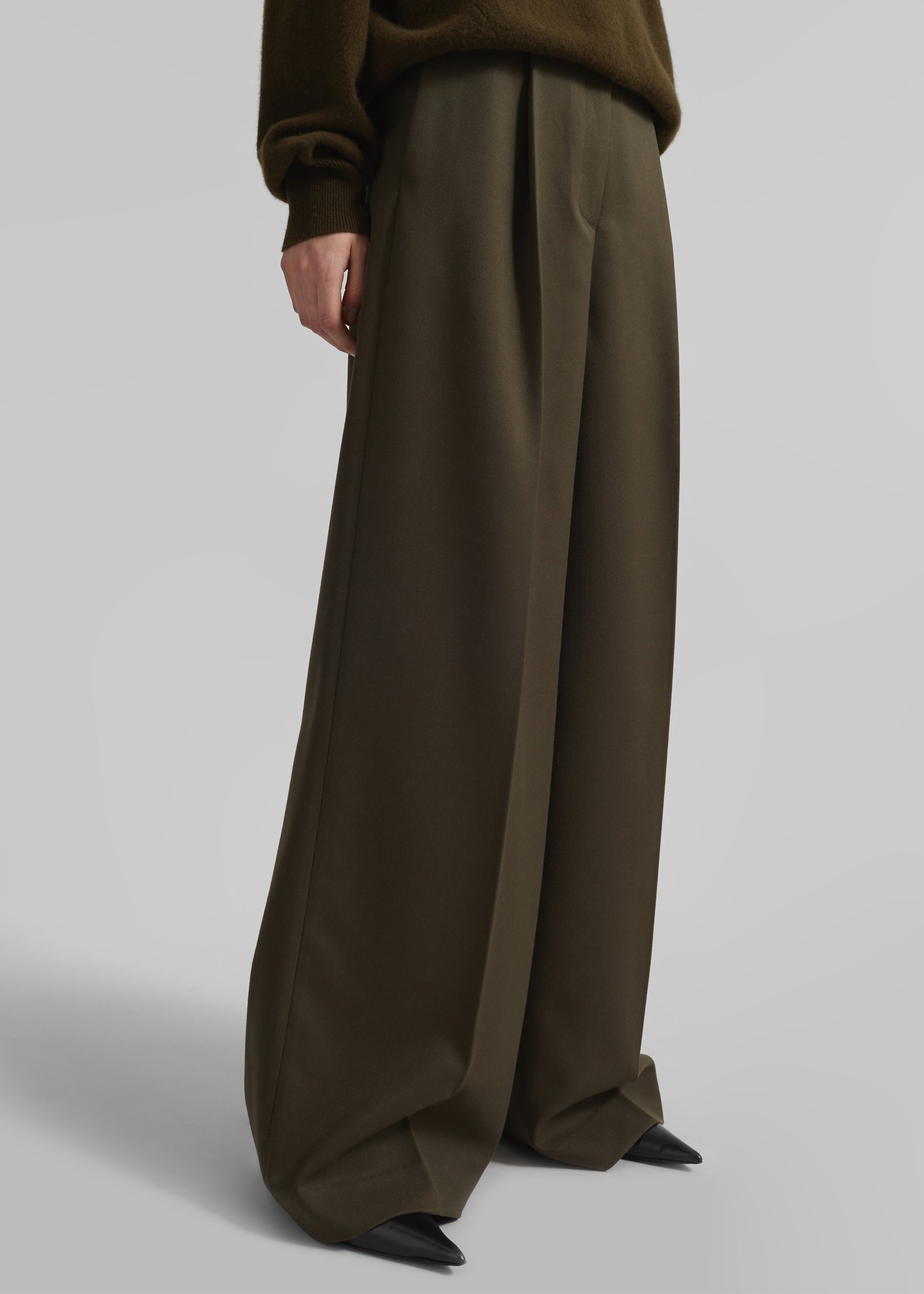 Kamila Wide Leg Trousers - Khaki - Image 5