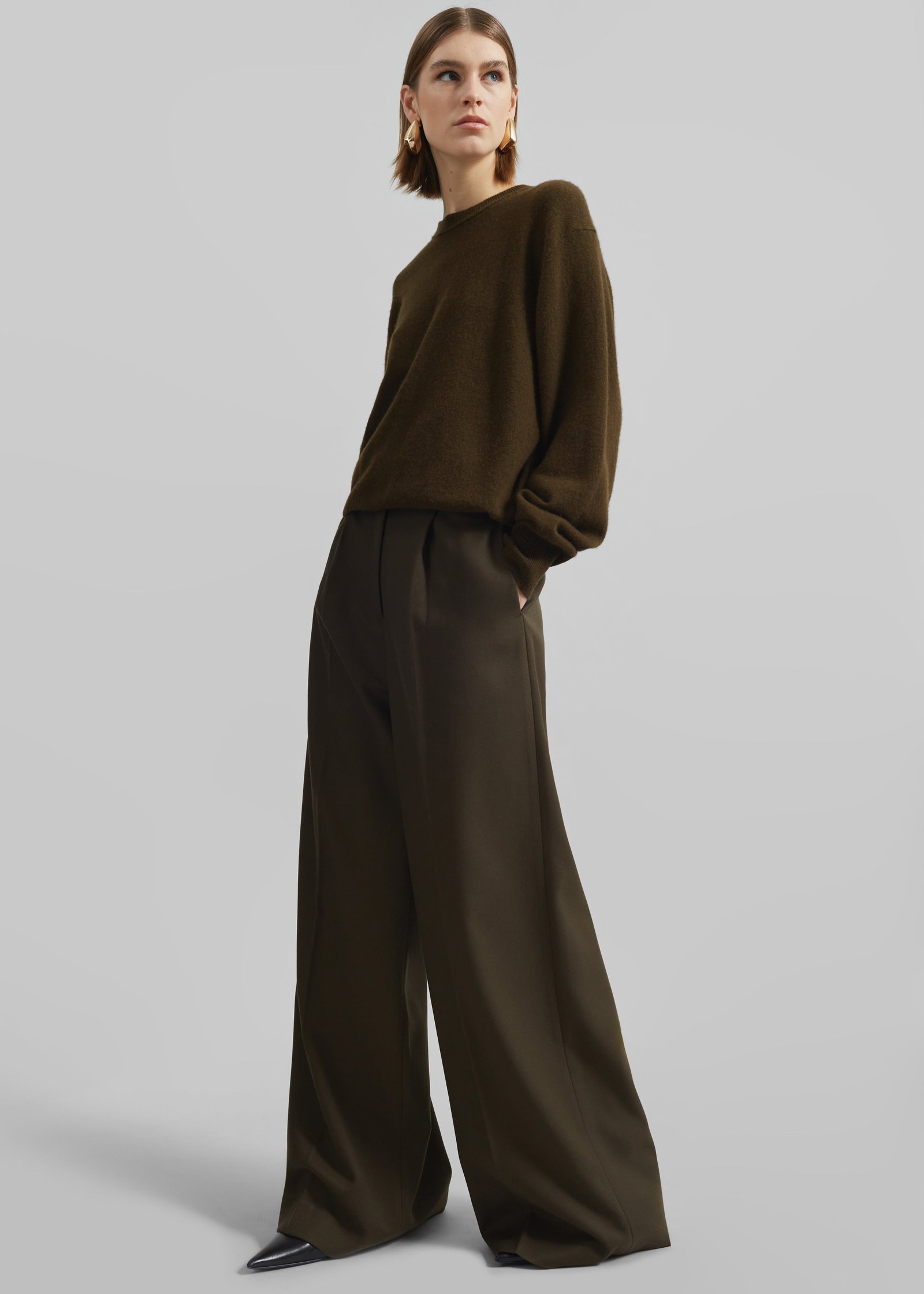 Kamila Wide Leg Trousers - Khaki - Image 6