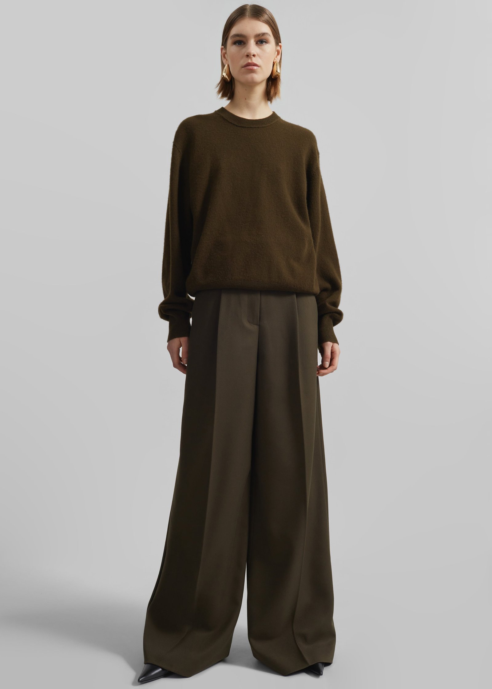 Kamila Wide Leg Trousers - Khaki - Image 7