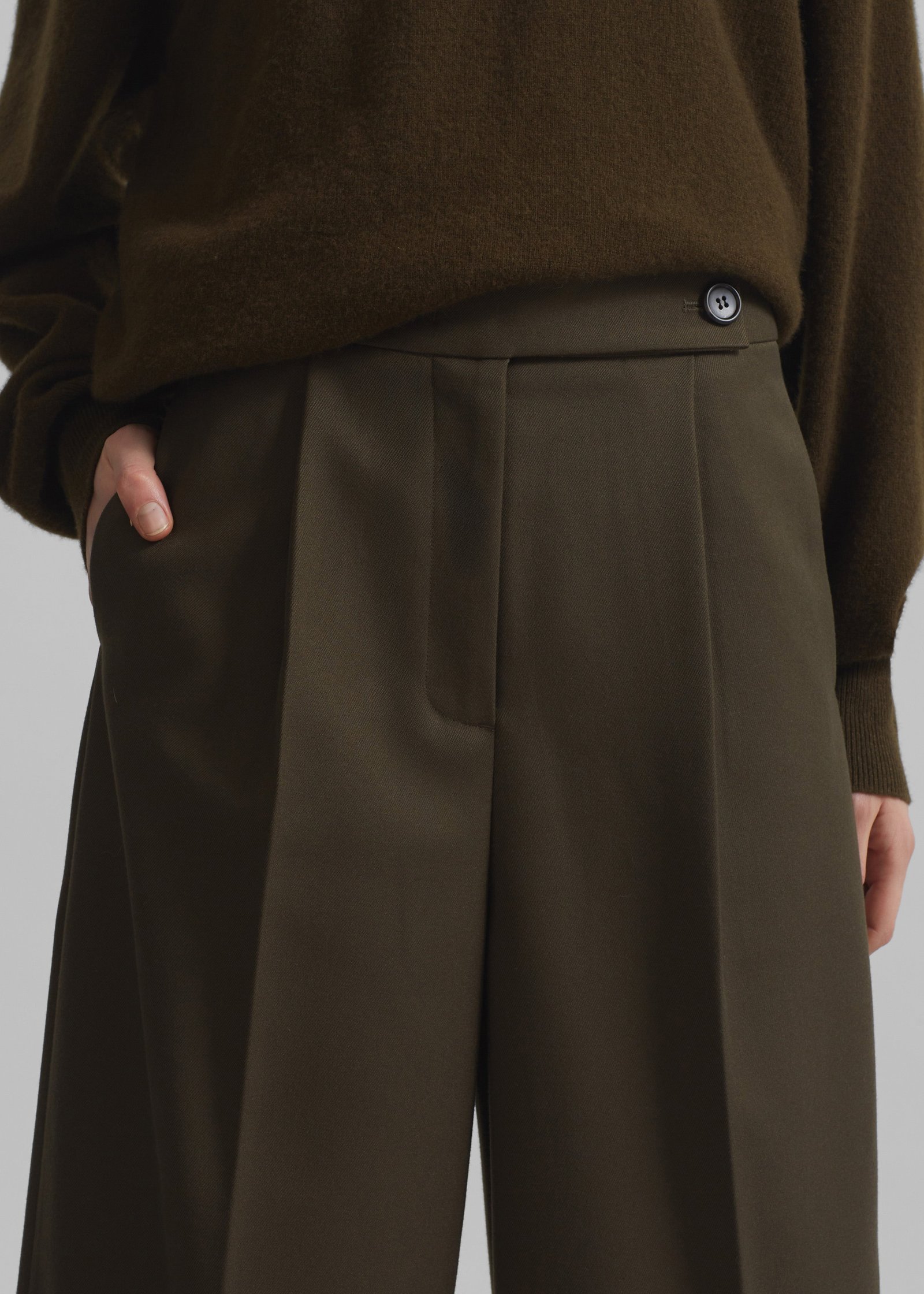 Kamila Wide Leg Trousers - Khaki - Image 4