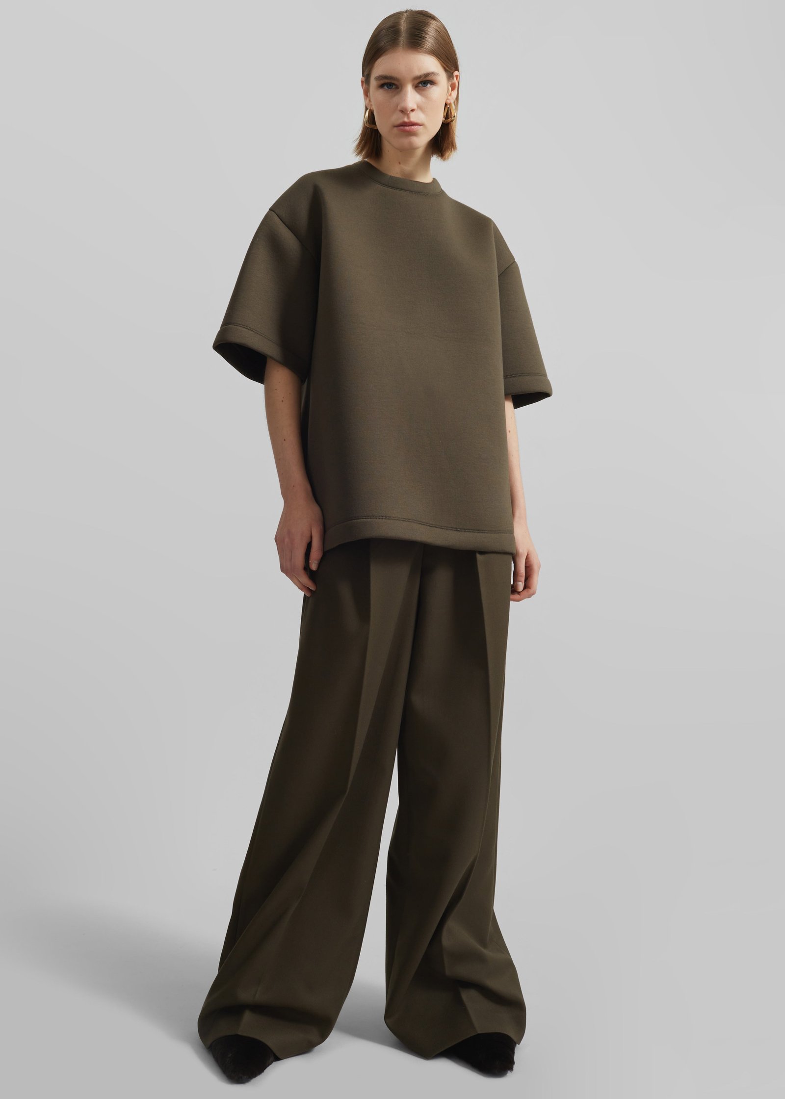 Kamila Wide Leg Trousers - Khaki - Image 3