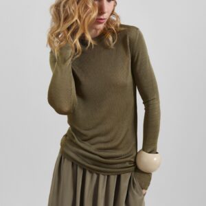 Kazel Thin Knit Top - Khaki