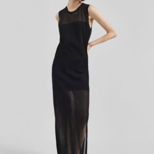 Loulou de Saison Philae Sheer Jersey Dress - Black