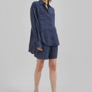 Lui Striped Boxer Shorts - Navy/Beige Pinstripe