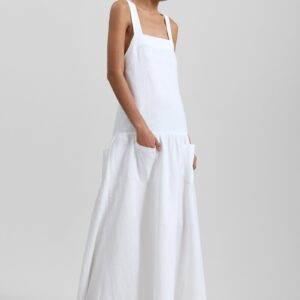 Matin Athena Cross Back Linen Dress - White