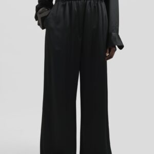 Mirca Satin Elastic Pants - Black