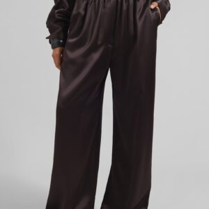 Mirca Satin Elastic Pants - Brown