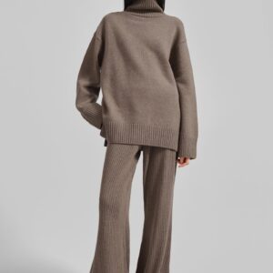 Odense Ribbed Flared Pants - Brown