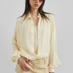 Oria Sheer Silk Chiffon Shirt - Pale Yellow