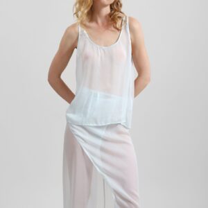 Oria Sheer Silk Chiffon Tank - Pale Blue