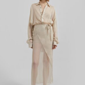 Oria Sheer Silk Chiffon Shirt - Beige