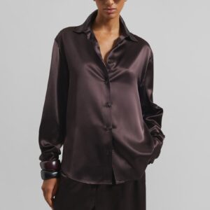 Peri Satin Shirt - Brown