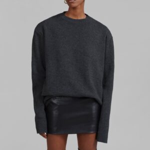 Rafaela Padded Knit Sweater - Dark Grey Melange