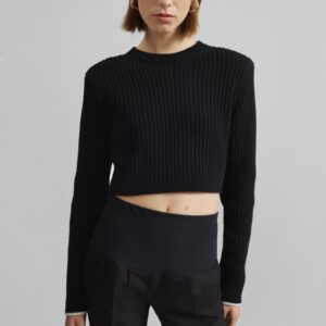 Ritsem Cropped Ribbed Wool Sweater - Black