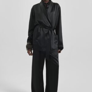 Scarlett Satin Kimono Jacket - Black