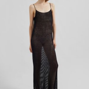Sienna Semi Sheer Ribbed Dress - Black