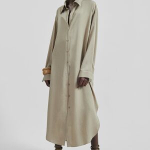Silvan Neck Tie Shirt Dress - Taupe