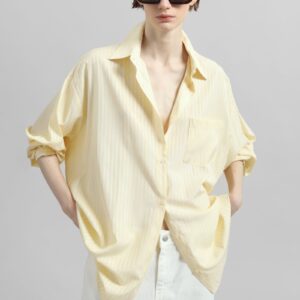 Sukma Striped Oversized Shirt - Pale Yellow