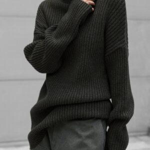 Thelma Ribbed Sweater Dress - Khaki