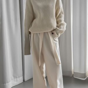 Thelma Ribbed Sweater Dress - Cream